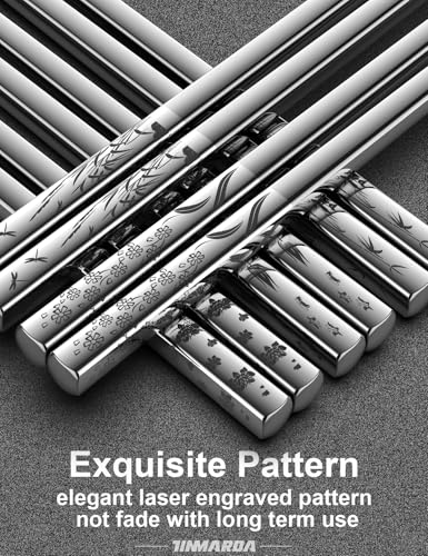 Metal Chopsticks Reusable 18 (Flower Silver 5 Pairs)