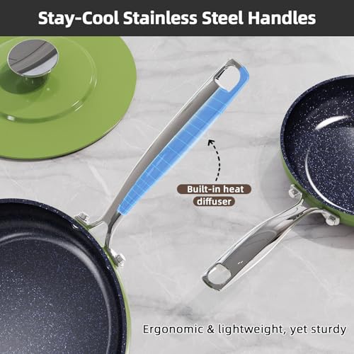 Lux 13pc Forged Lightweight Nonstick Ceramic Cookware Set (Avocado)