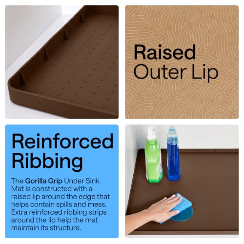 Waterproof Silicone Under Sink Mat (Coffee / 28"w X 22"l)