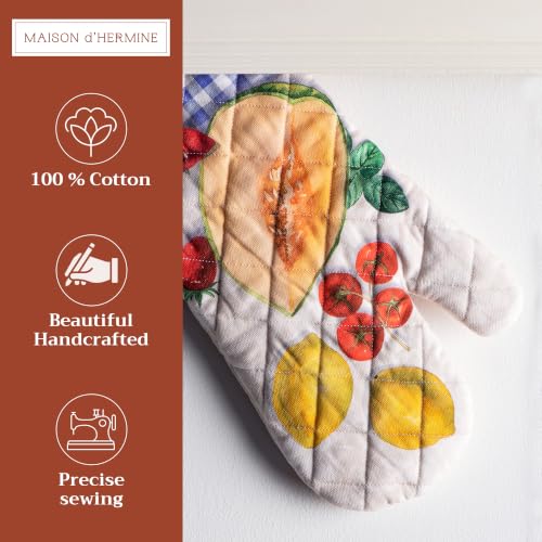 Maison d'Hermine Oven Gloves 100% Cotton Oven Mitt (078 - Gourmand / 7.5" x 13" (Oven Mitt))