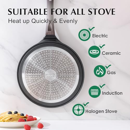 12 Inch Nonstick Crepe Pan Granite Coating Pancake Pan Black (Black / 12 Inch)