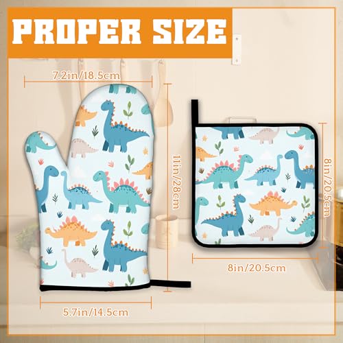 Cute Dinosaur Oven Mitts and Pot Holders (4 Count)