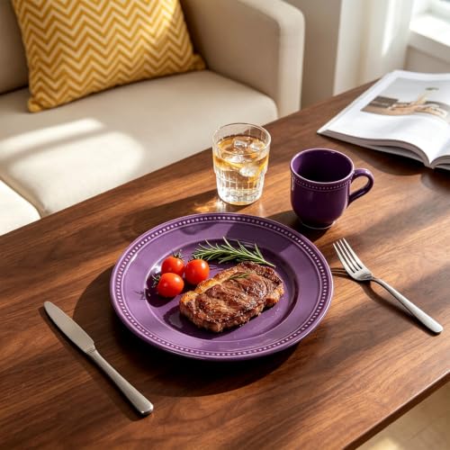 HomeVSS 20 Piece Pearl Dots Stoneware Dinnerware Set