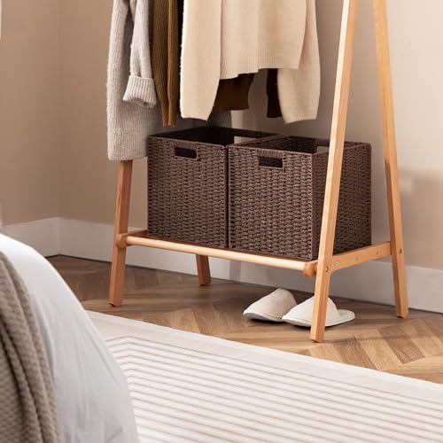 2 Pack Wicker Basket (Cube-2pack 11"×11"×10.5" / Dark Brown)