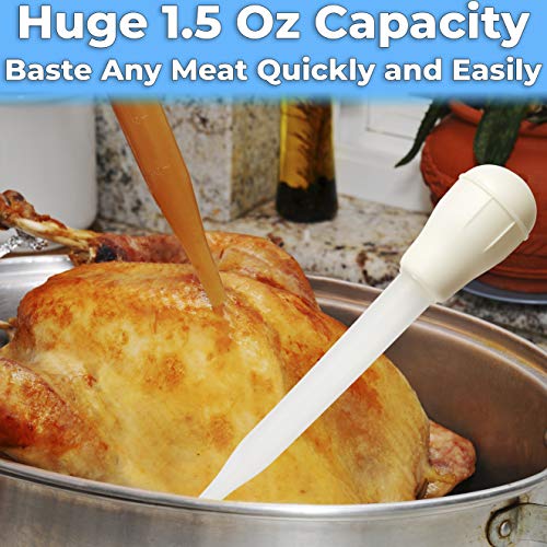 BPA Free Pro Grade Turkey Baster 2 Pack. Extra Large 11 Inch Bulb Basters with Measuring Lines Perfect for Cooking Juicy (2 Count)