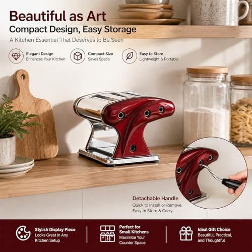 Manual Pasta Maker Machine (Red / 2/4MM)