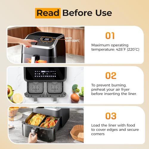 125Pcs Air Fryer Liners Disposable for Dual Basket 8x5.5 Inch Rectangle (8*5.5"Rectangle)