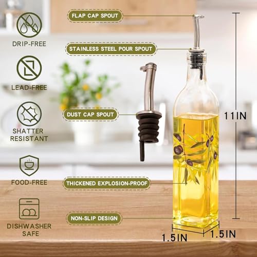 Topadorn 17oz Glass Olive Oil Dispenser Bottle
