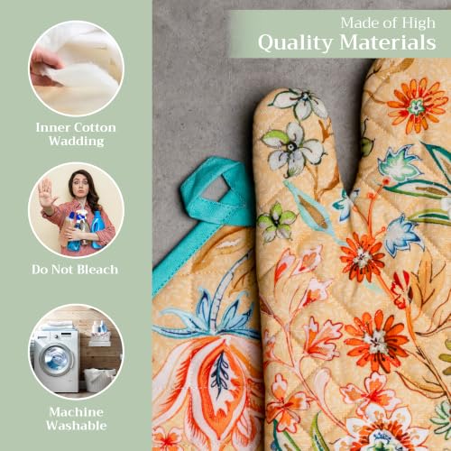 100% Cotton Oven Mitt & Pot Holder Set (041 - Luxury Loft - Peach / 7.5" x 13" & 8" x 8" (Oven Mitt & Pot Holder))