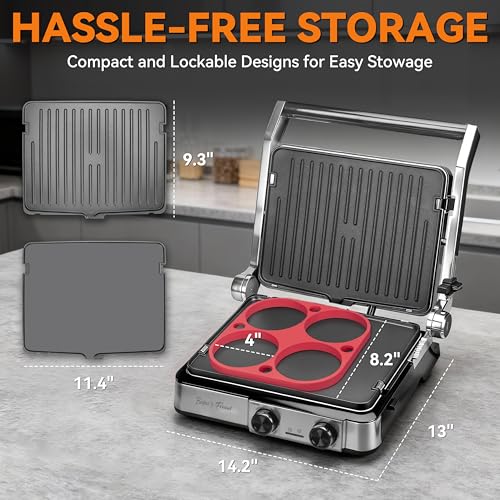 4 slice Panini Press Grill Cheese Sandwich Maker (Silver)