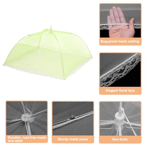 3 Pcs Large and Tall Food Covers 17" Mesh Food Covers for Outdoors Collapsible Food Protector Covers Tent for Parties Outdoor Picnics BBQs (17" / Green)