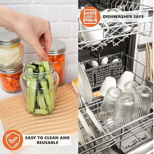 Glass Mason Jars with Lids (Vintage 16oz 4pack)