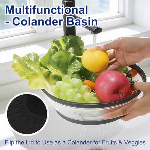 Microwave Splatter Cover for Food with Handle &Heat (Black)