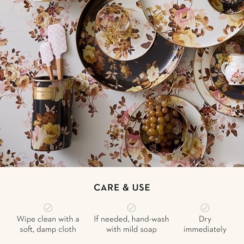 Enamel Utensil Holder (Brown Wild Rose)