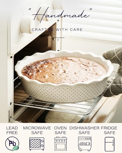 Ceramic Deep Pie Pan Set of 2 (Stripe and Dot (Deep))