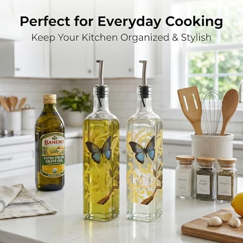 2 Pack Glass Olive Oil Dispenser (Butterfly)