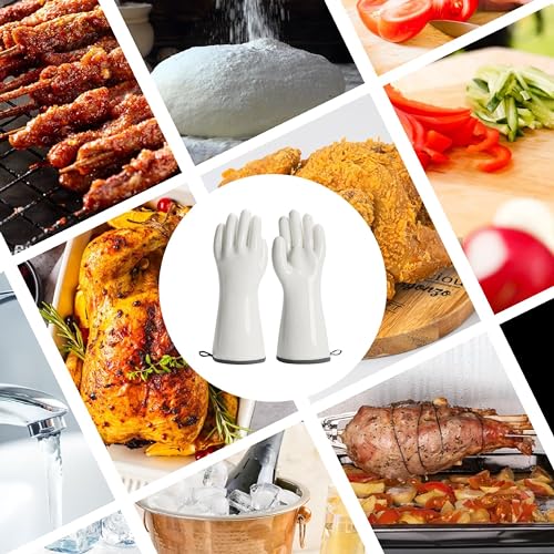 BBQ Gloves for Food Contact Grilling Gloves White (Medium)