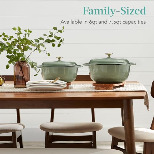 6 Quart Enamel Cast (Sage Green / 6qt Round)