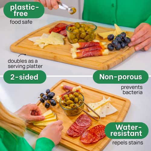 15 Inch Bamboo Cutting Board with Lifetime Replacements (Single-Tone / 15"L x 11"W)