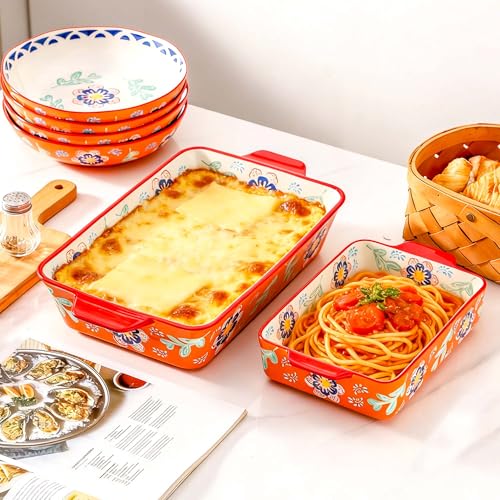 Ceramic Baking Dish Set (Warm Designed Orange)