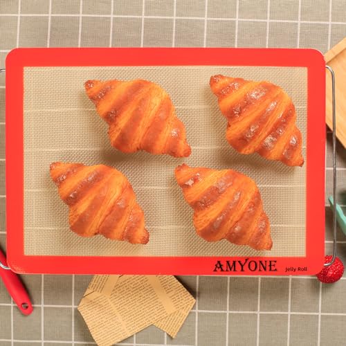 Silicone Baking Mats for 10x15" Jelly Roll Pan (Bright Orange / 14.4"L x 9.5"W)
