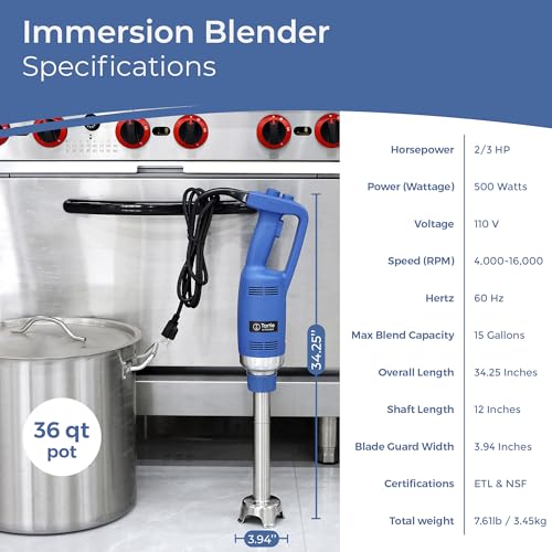 TK Commercial Immersion Blender 500W Heavy Duty for Restaurants
