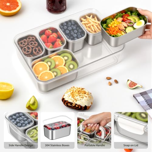Snackle Box Container (6 Compartment (13.38"L x 9.25"W x 3.54"H))