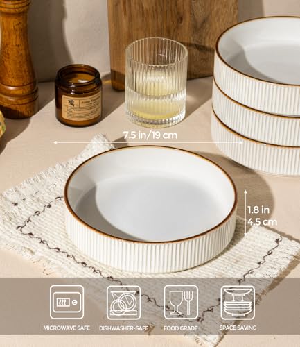 7.5 Inch Pasta Bowls Set of 4 (Set of 4 / Warm White)