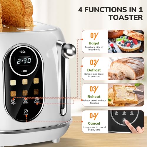 Smart Touch Screen Toaster 2 Slice (Extra Wide Slot / White)
