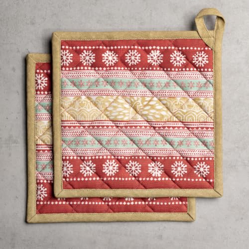 Pot Holders 100% Cotton Potholders (067 - Sofia / 8" x 8" (Pot Holder Pack of 2))