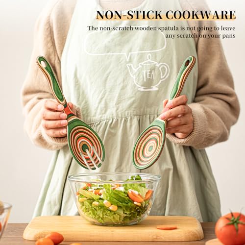 Pakkawood Wooden Salad Server Set (Green)