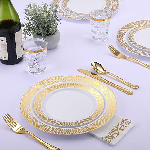 175 Pieces Gold Dinnerware Set for 25 Guests (175Pack Gold Dinnerware Set)