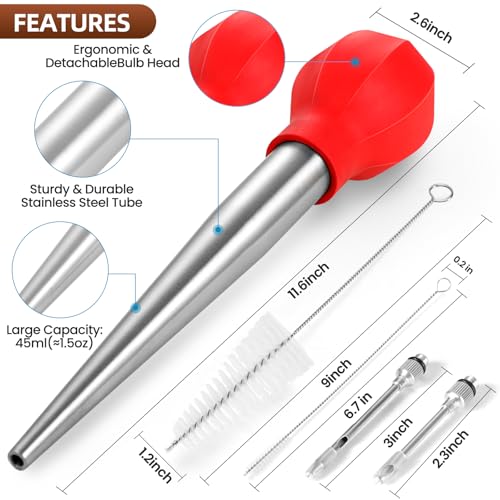 Large Turkey Baster with Cleaning Brush & Needle (Red)