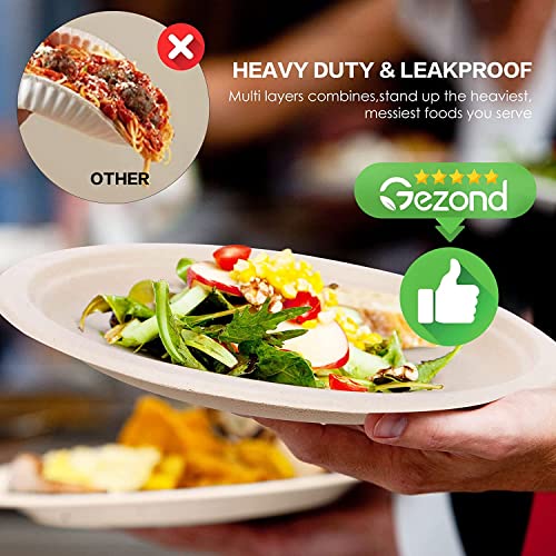 100% Compostable Plates 10 Inch 125 Pack Paper Plates Heavy (Brown / 10in 125pcs)