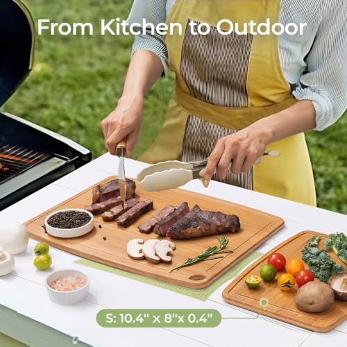 Dishwasher Safe Bamboo Cutting Boards Durable Lightweight Wood Cutting Board for Busy Kitchen (Set of 3 (Large + Medium + Small))
