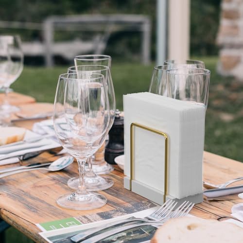 Napkin Holder for Table (Gold/White / 5.78 x 2.51 x 5.04 inches)