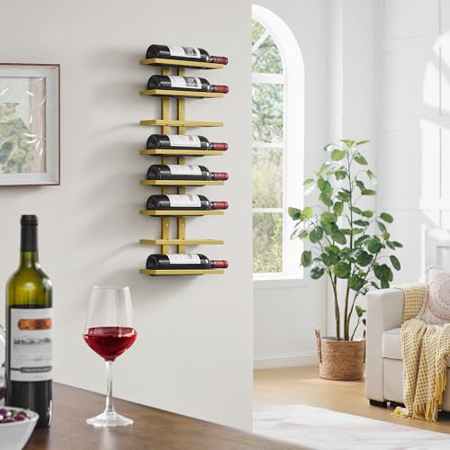8 Tier Wall Mount Wine Rack (1 Pack (8 Bottles) / Gold)