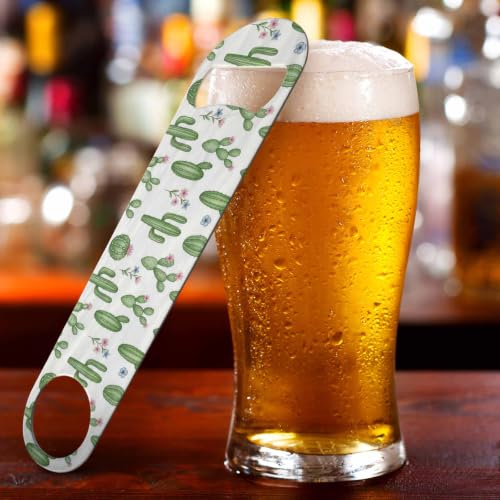 Watercolor Cactus and Flowers Stainless Steel Bottle Opener Pastel Floral Cacti Tropical Green Succulents Flat Beer Bottle Opener Keychain for Home Kitchen Bar Restaurant Party Birthday Gift (Cactus and Flowers)