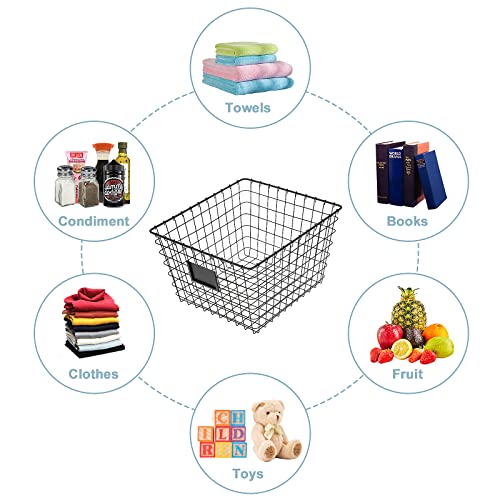 4 Pack【Extra Large】 Wire Handmade Storage Basket for Organizing Household Goods (Extra-Large Black)