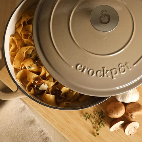 Artisan 7 Quart Enameled Cast Iron Dutch Oven Pot with Lid (Gradient Taupe / 7-Quart)
