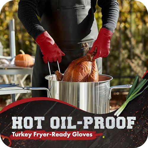 XL Silicone Smoker BBQ Gloves (Royal Red / X-Large)