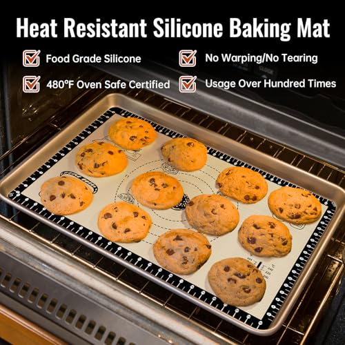 Extra Thick Silicone Baking Mat with 10 Easy Recipes (Black / 28"L x 20"W)