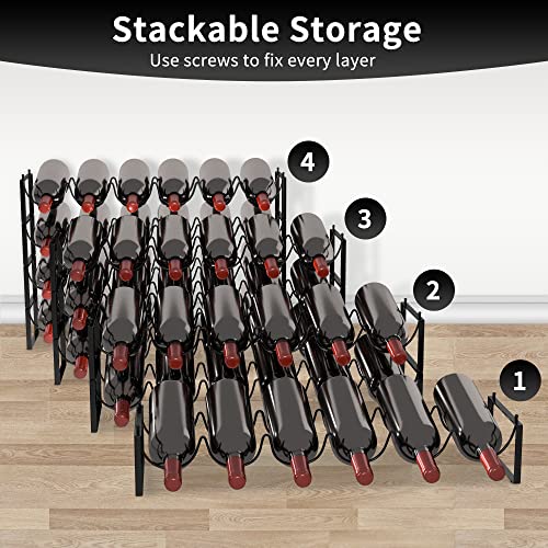 4 Tier Wine Rack (Black / 24-Bottle)