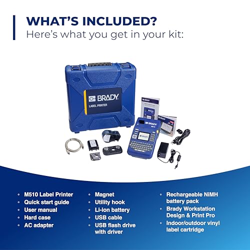 M510 Portable Industrial Label Printer Kit with Carrying Case