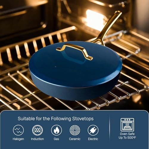 Modern 11 Pc Ceramic Cookware Set (Navy)