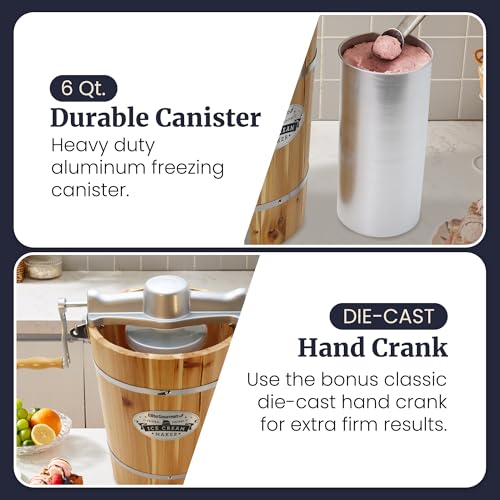 EIM916 6Qt Old Fashioned Wood Bucket Ice Cream Maker