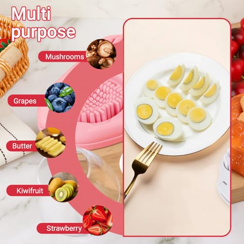 Multi Use Heavy Duty Egg Slicer 3 Modes (1 Pack Pink Stainless Steel Egg Slicer)