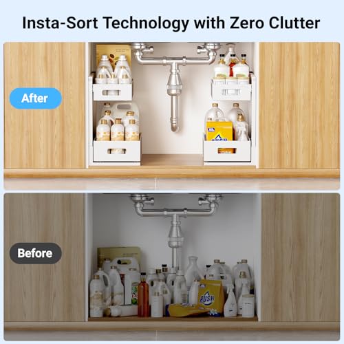 Pull Out Under Kitchen Sink Organizer (White / XL-1PC)
