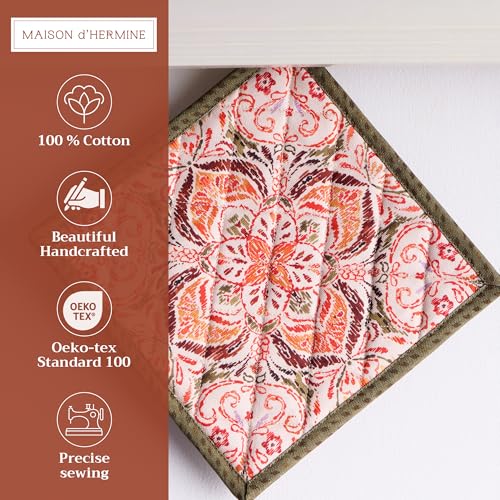 Pot Holders 100% Cotton Potholders (036 - Damask / 8" x 8" (Pot Holder Pack of 1))
