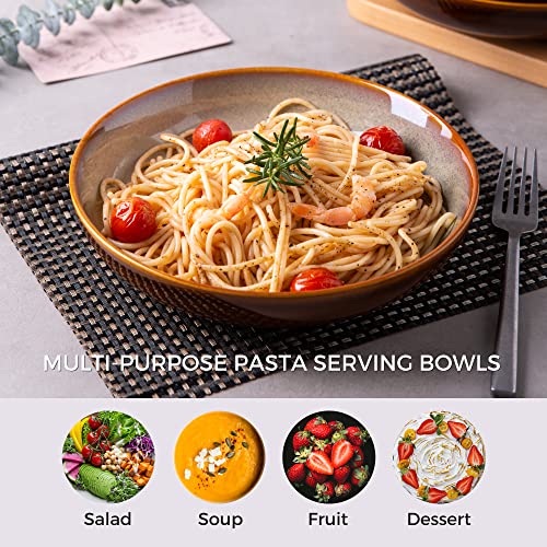 9.0" Ceramic Pasta Bowls Set of 4 (Set of 4 / Khaki)